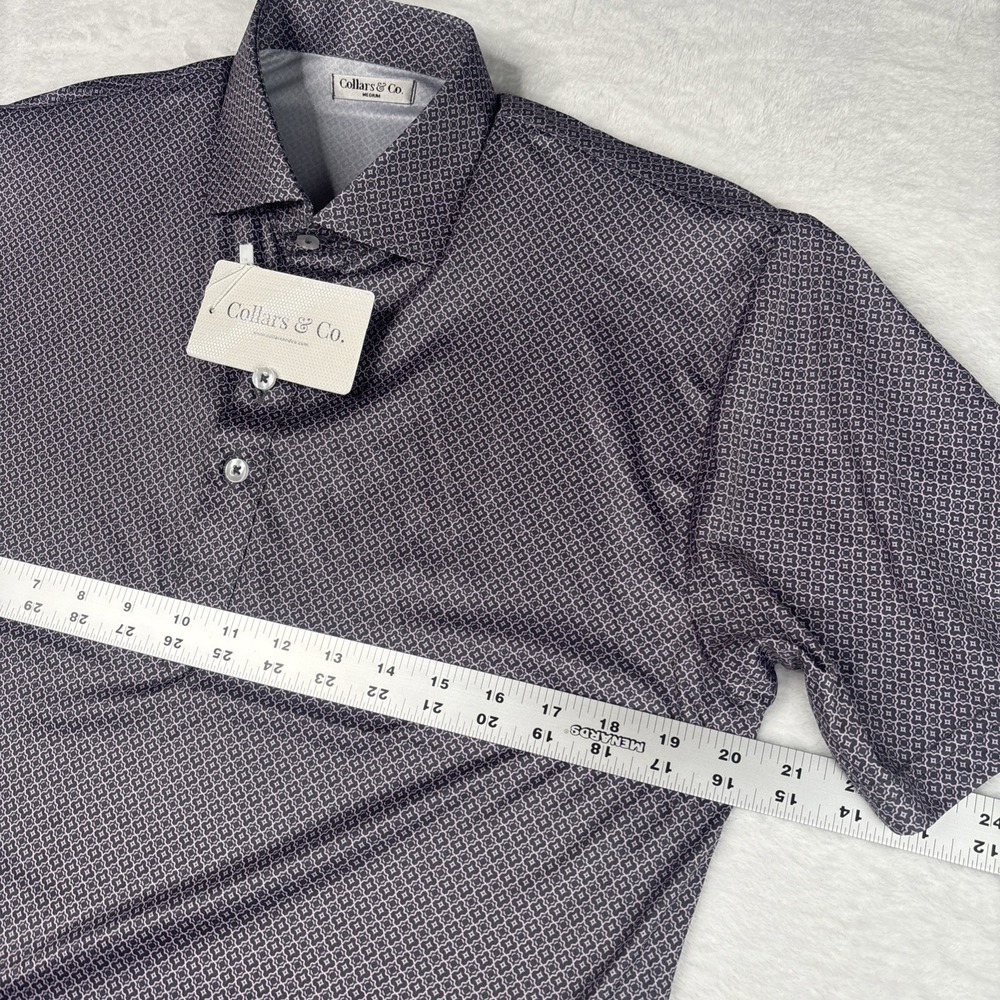 Collars and Co NWT Semi-Spread Collar Polo Crest Point Grey And Pink - Size M - Picture 4 of 7